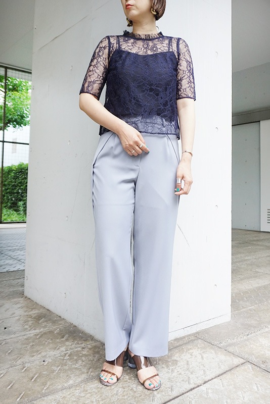 レーススタンドドットブラウス