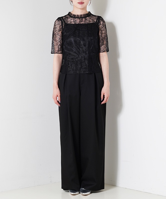 レーススタンドドットブラウス