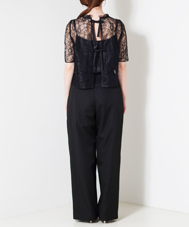 レーススタンドドットブラウス