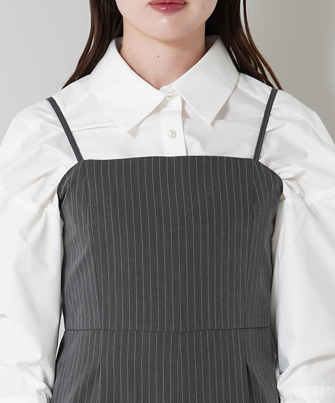 pinstripe all in one dress | BRAND一覧,VALÉRIANE,サロペット