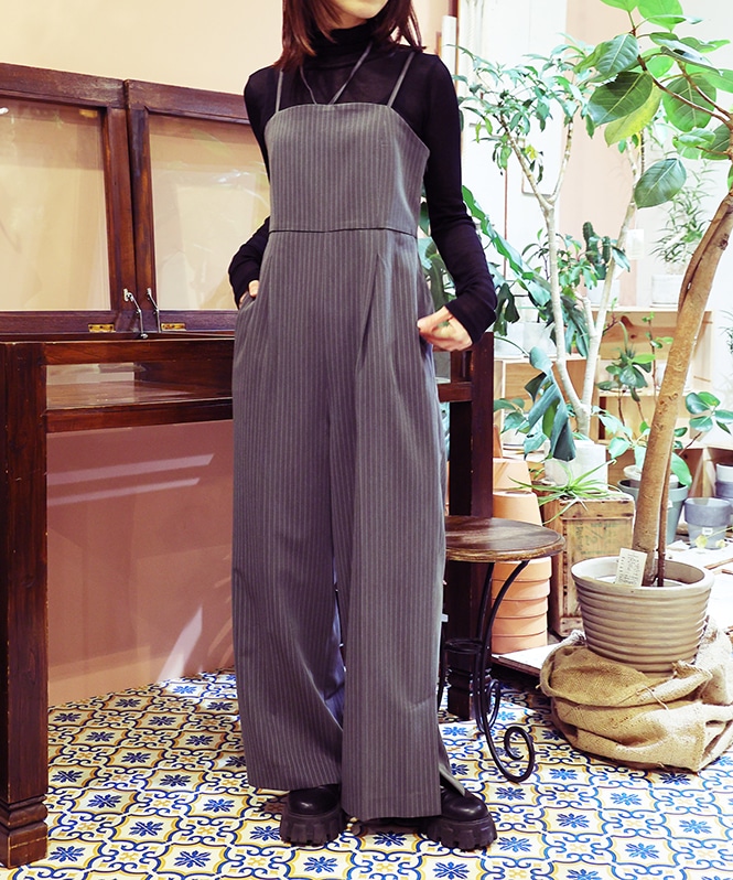 pinstripe all in one dress | BRAND一覧,VALÉRIANE,サロペット