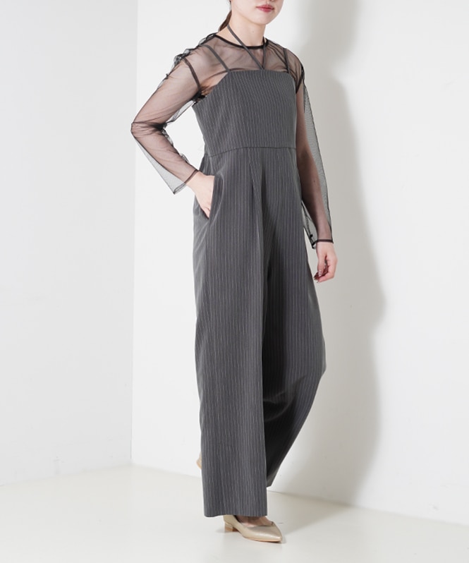 pinstripe all in one dress | BRAND一覧,VALÉRIANE,サロペット