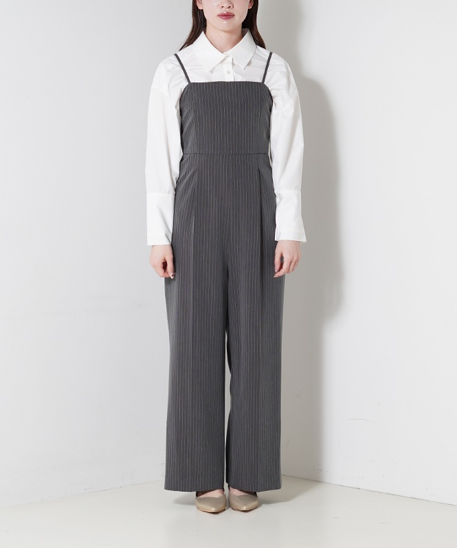 pinstripe all in one dress | BRAND一覧,VALÉRIANE,サロペット