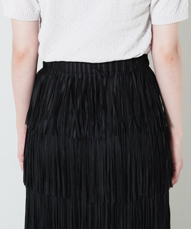 トラノイ　ブラック フリンジ ロングスカート　TRANOI. フリンジスカート | SKIRT,タイトスカート | ROOM903 online