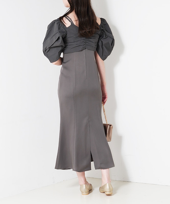 【美品】ANDRESD detached sleeve dress ネイビー S ANDRESD detached sleeve dress ネイビー
