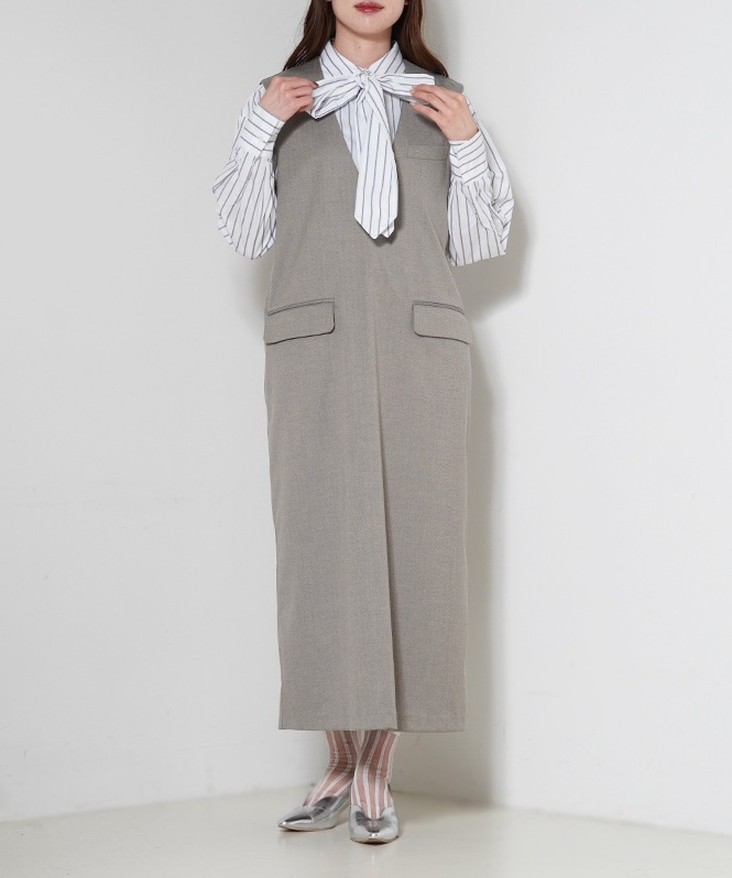 ウールライクヘリンボーンワンピース