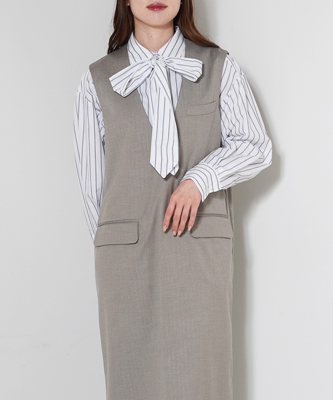 ウールライクヘリンボーンワンピース