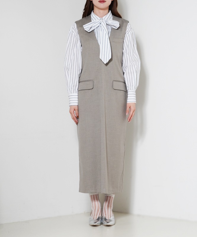 ウールライクヘリンボーンワンピース