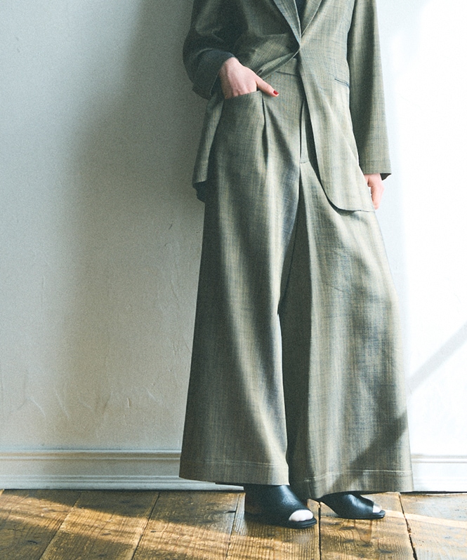 シャンブレーワイドパンツ