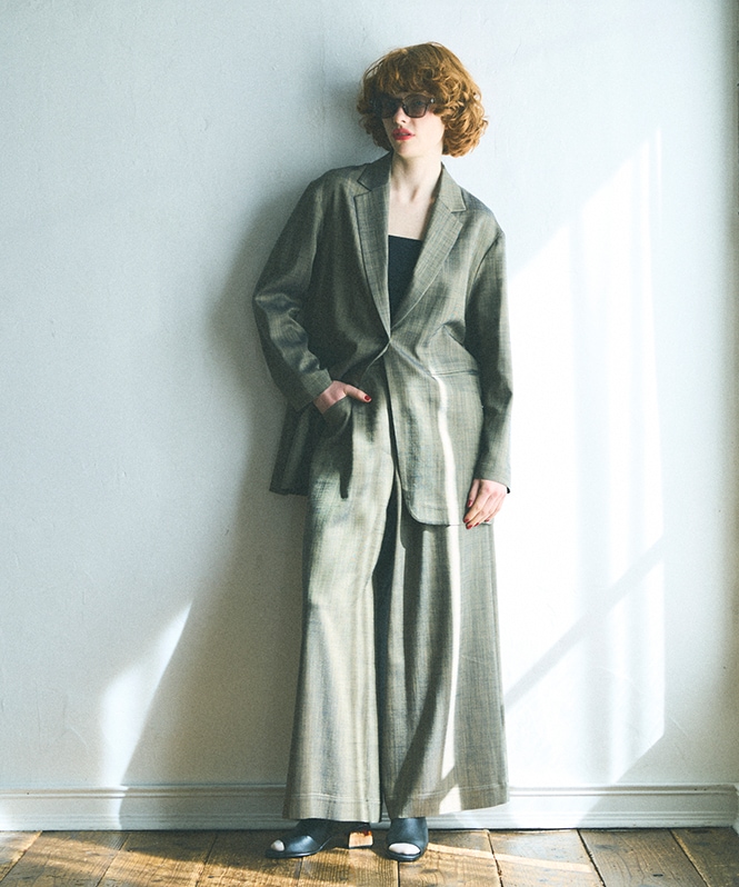 シャンブレーワイドパンツ