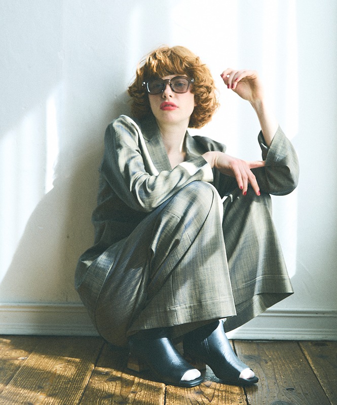 シャンブレーワイドパンツ