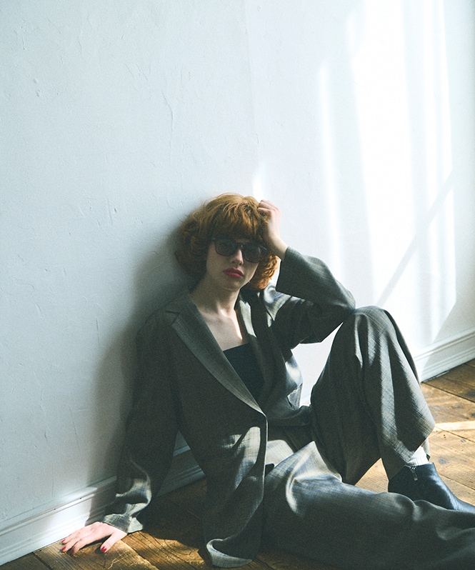 シャンブレーワイドパンツ