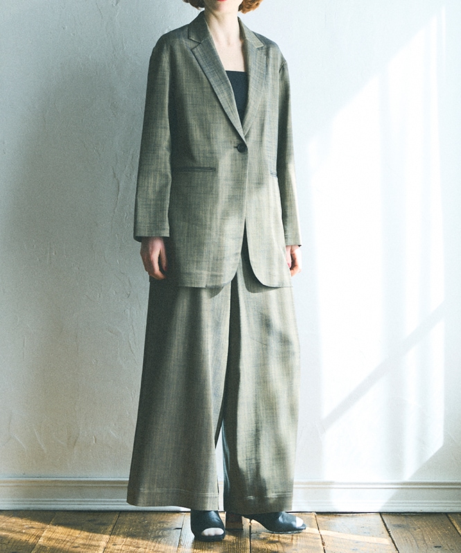 シャンブレーワイドパンツ