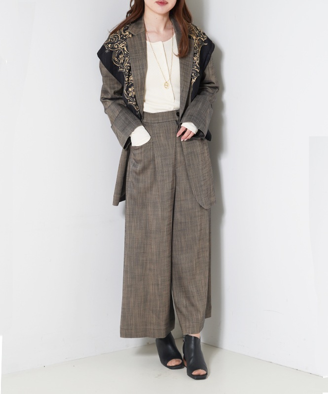 シャンブレーワイドパンツ