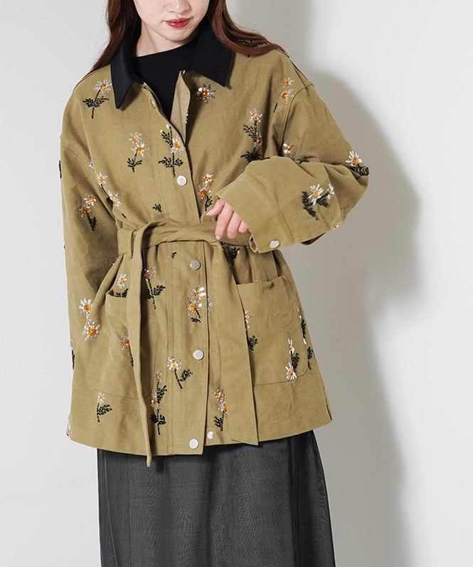 Chateau Flower Embellished Jacket | OUTER,コート | ROOM903 online