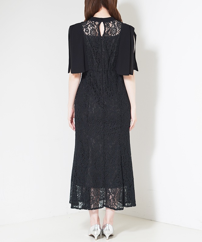 A302黒絞り訪問着リメイクワンピース&ケープ★リボン・ブローチ ケープ風リボンタイワンピース | DRESS,DRESS | ROOM903 online