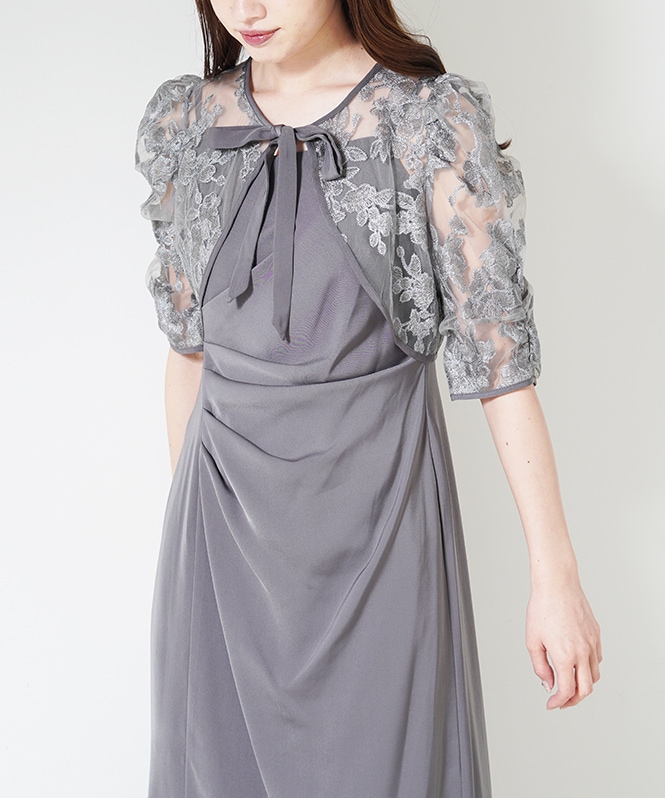 ラメフラワーボレロセットドレープドレス