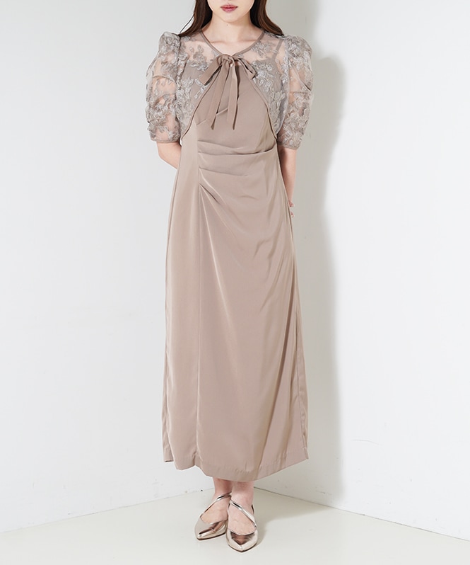 ラメフラワーボレロセットドレープドレス