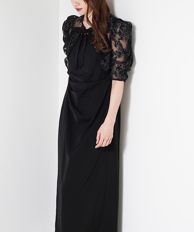 ラメフラワーボレロセットドレープドレス