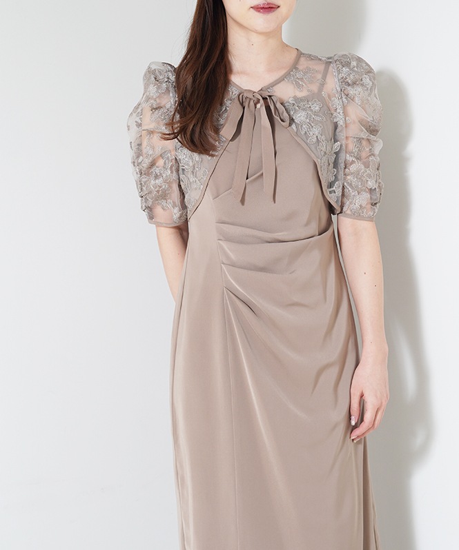 ラメフラワーボレロセットドレープドレス