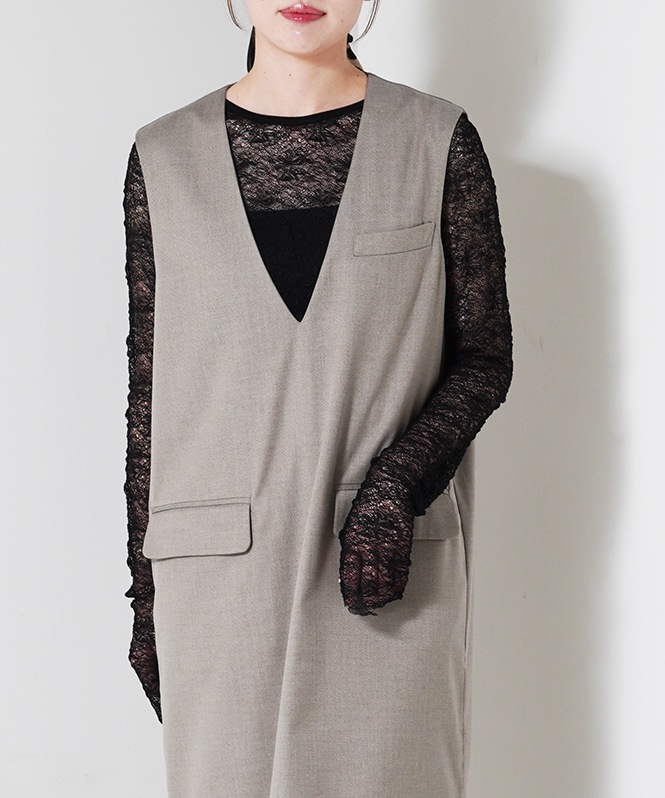 レースロングスリーブトップス