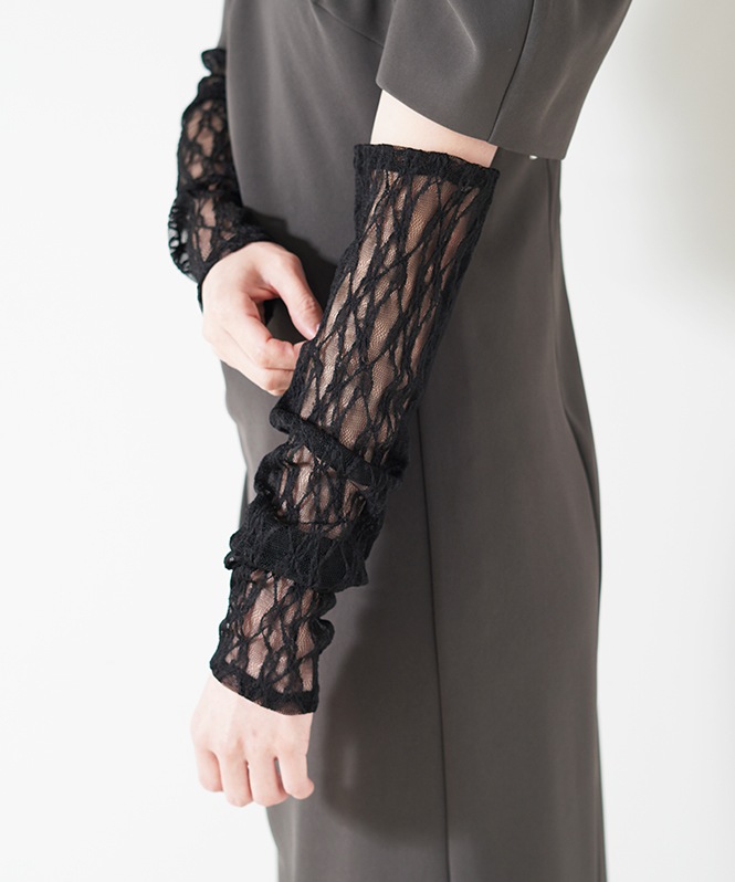 lace arm drape dress