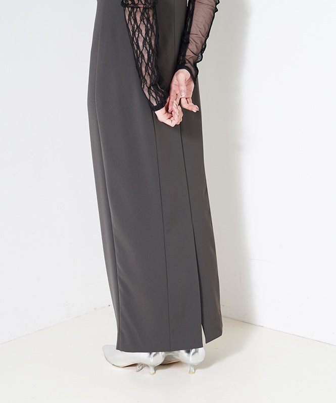 lace arm drape dress