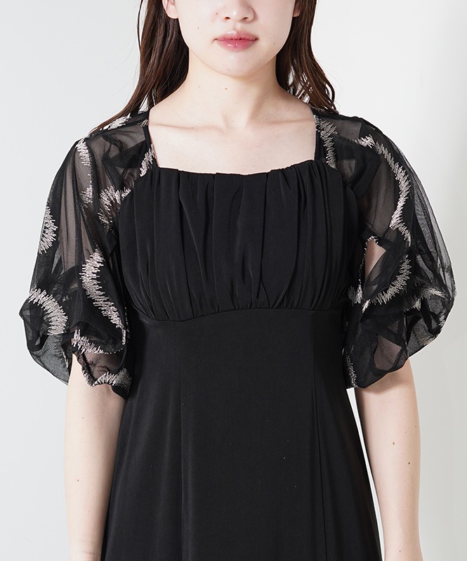 Graffiti balloon sleeve dress