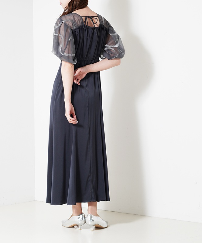 Graffiti balloon sleeve dress