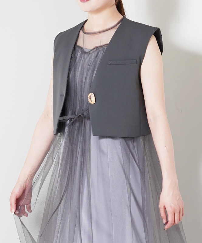 ANDRESD 2wayチュールドレス ANDRESD ドレス tulle drape spangle dress / チュールドレープ