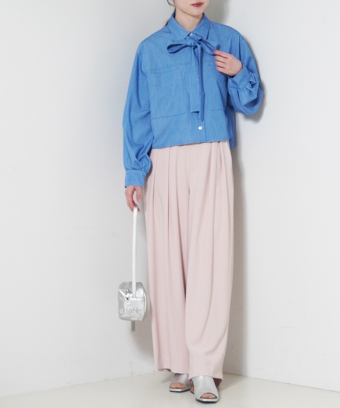 テンセルデニムリボンシャツ