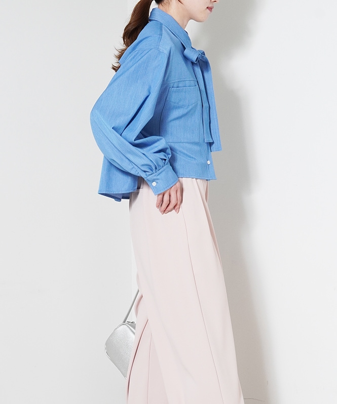 テンセルデニムリボンシャツ