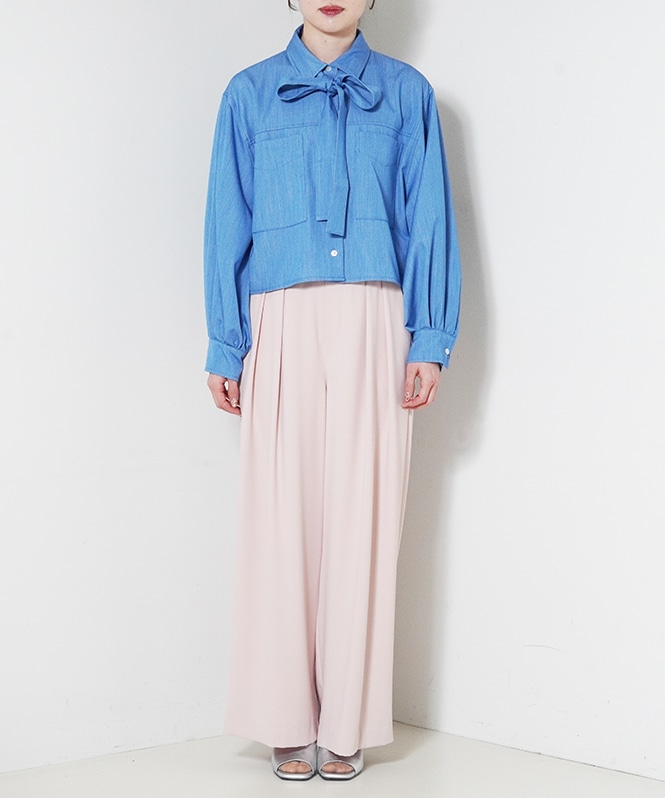 テンセルデニムリボンシャツ