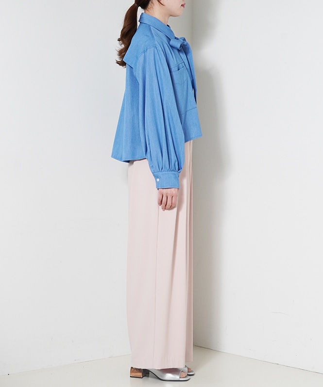 テンセルデニムリボンシャツ