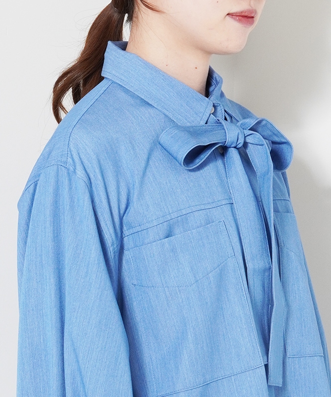 テンセルデニムリボンシャツ