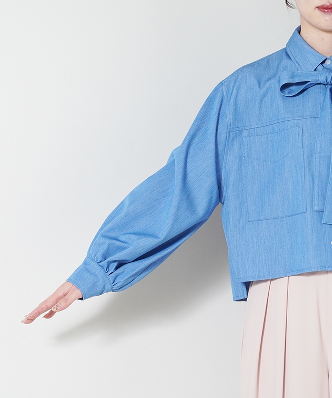 テンセルデニムリボンシャツ