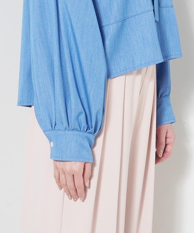 テンセルデニムリボンシャツ