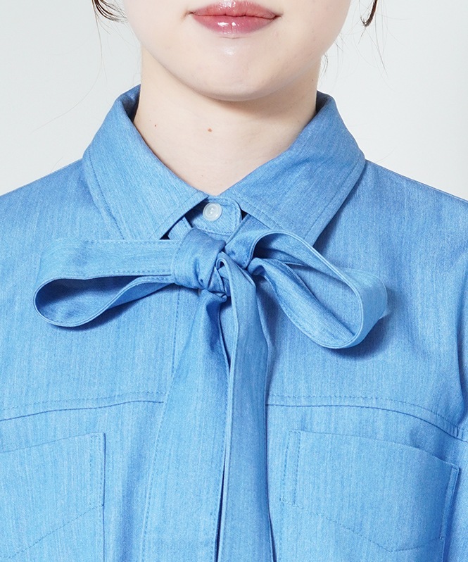 テンセルデニムリボンシャツ