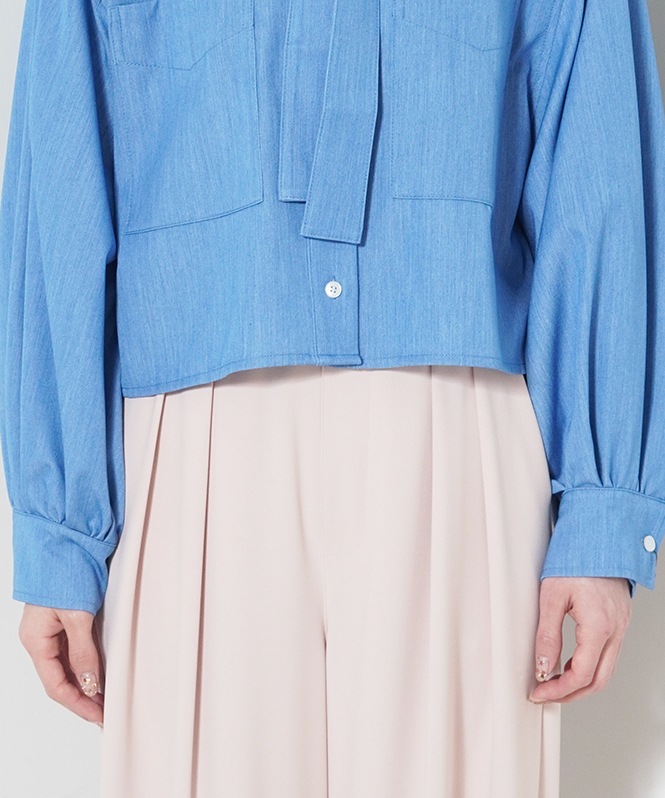 テンセルデニムリボンシャツ