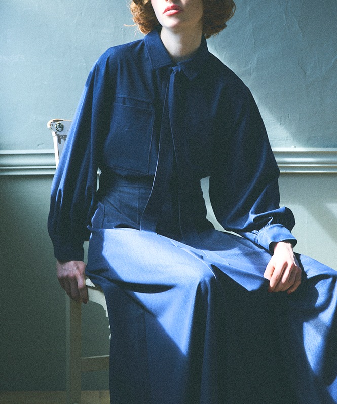 テンセルデニムリボンシャツ