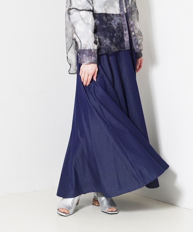 テンセルデニムフレアスカート