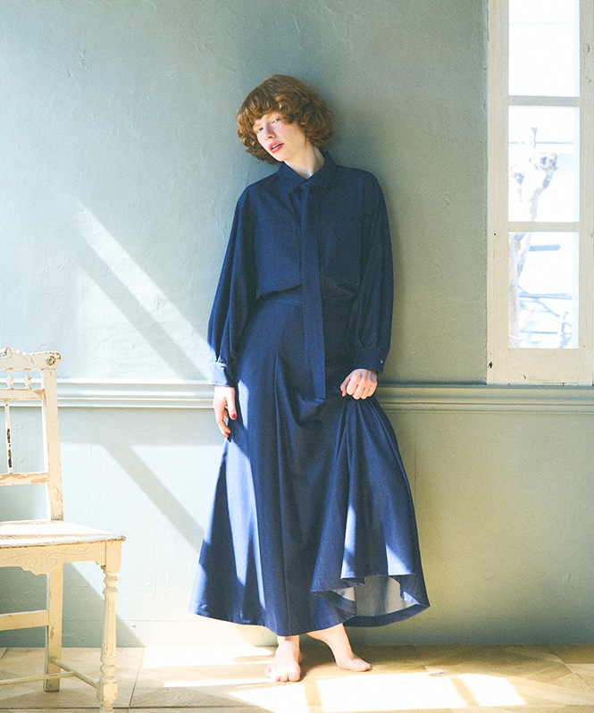 テンセルデニムフレアスカート