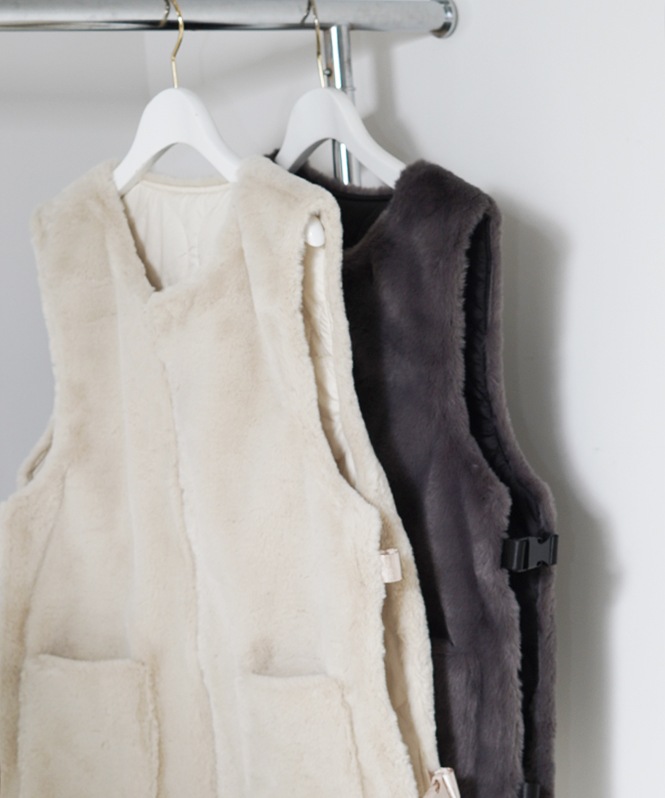 キルティング×ファーリバーシブルベスト