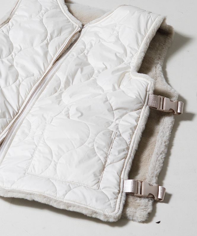 キルティング×ファーリバーシブルベスト