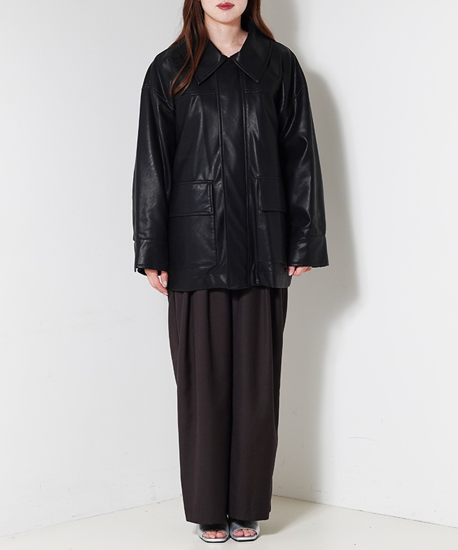 フェイクレザーブルゾン