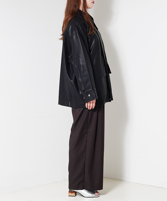 フェイクレザーブルゾン