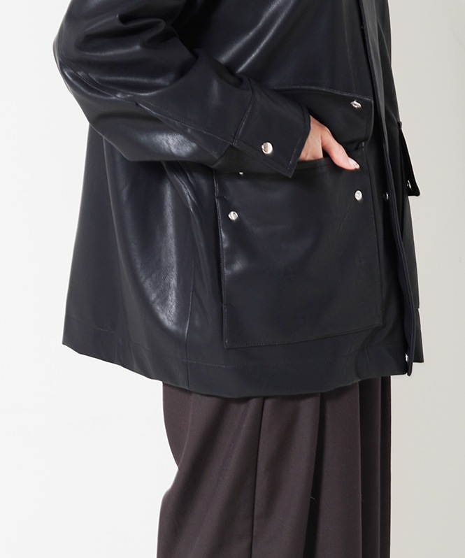 フェイクレザーブルゾン