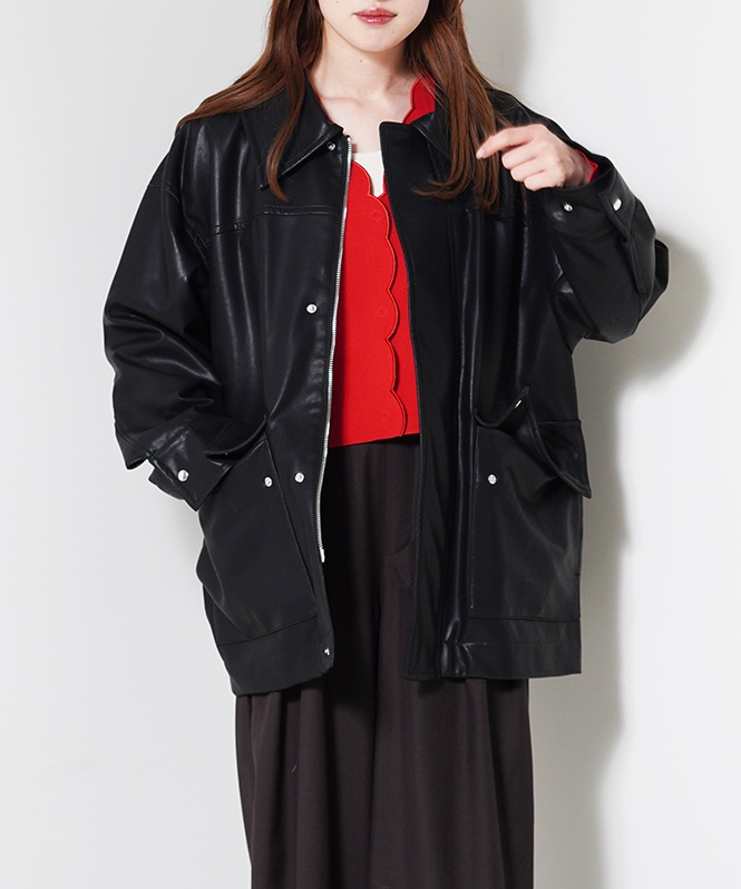 フェイクレザーブルゾン