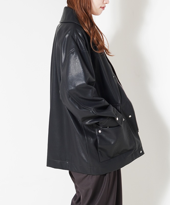 フェイクレザーブルゾン