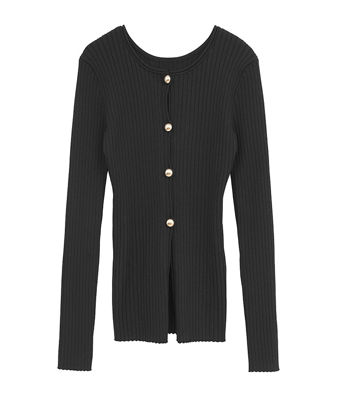 W FACE GOLD BUTTON KNIT TOPS